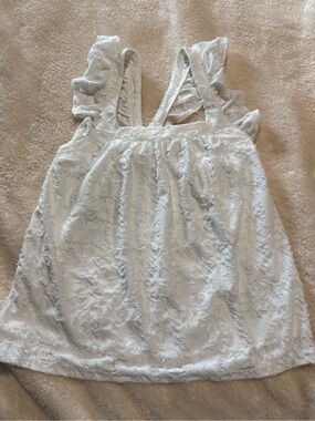 LC Lauren Conrad White Textured Ruffle-Strap Tank